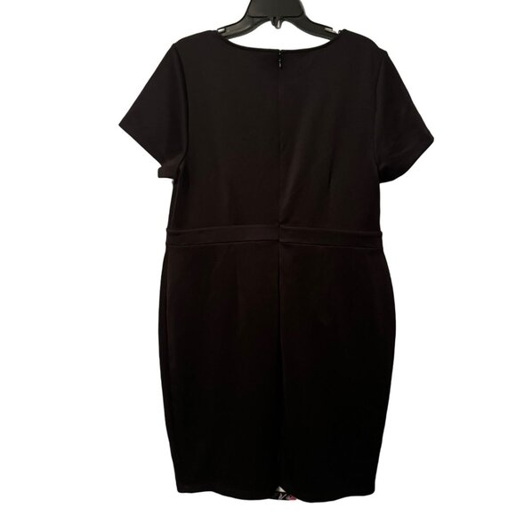 Boutique Black & Floral Knee-Length Dress Size 1X Polyester/Spandex Blend - Picture 10 of 12